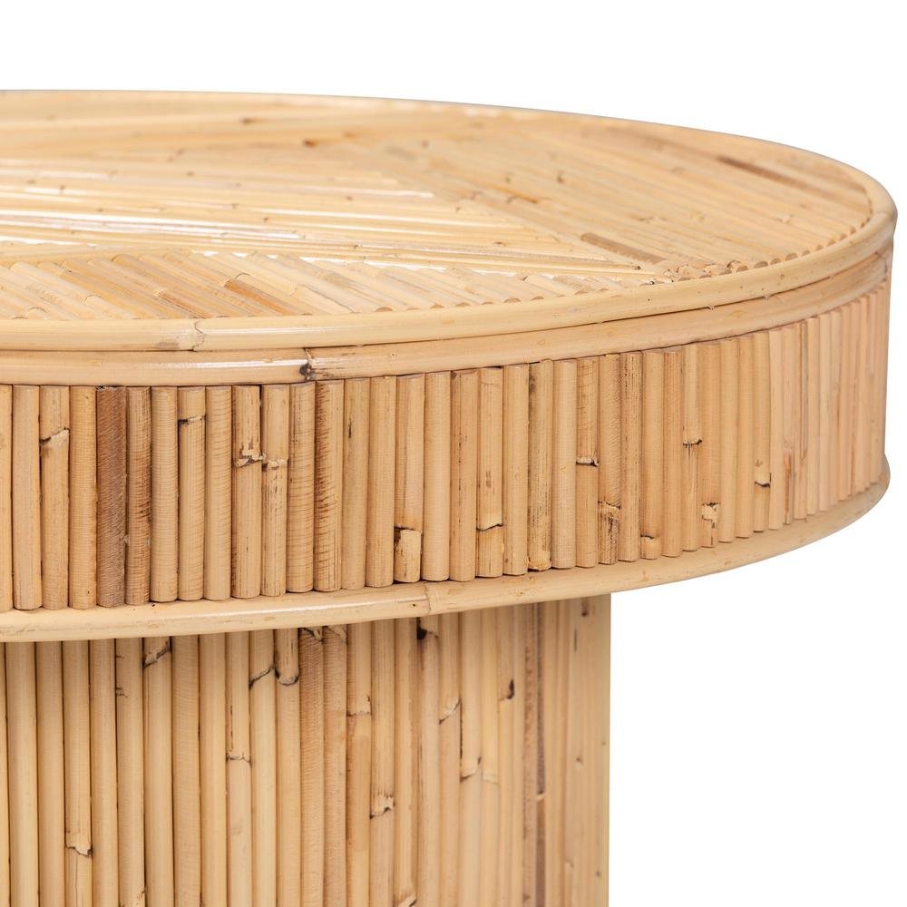 Iryna Modern Bohemian Natural Rattan End Table. Picture 10