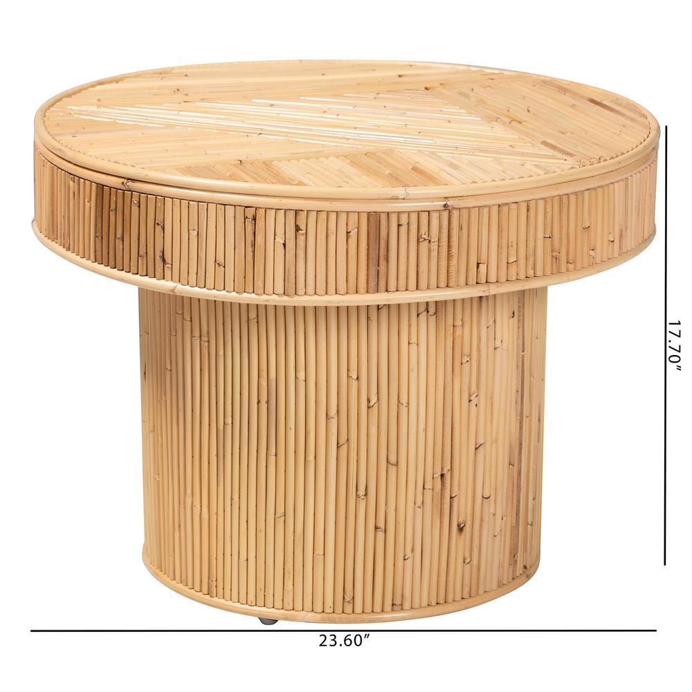 Iryna Modern Bohemian Natural Rattan End Table. Picture 16