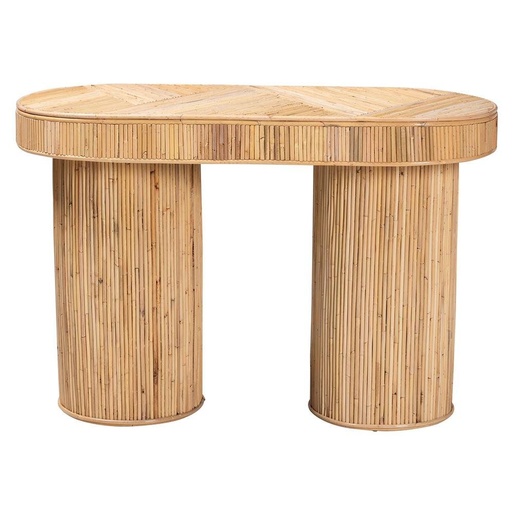 Iryna Modern Bohemian Natural Rattan Console Table. Picture 11