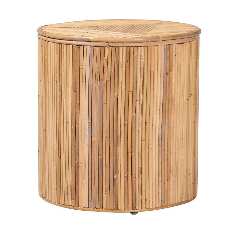 Milagra Modern Bohemian Natural Rattan End Table. Picture 1