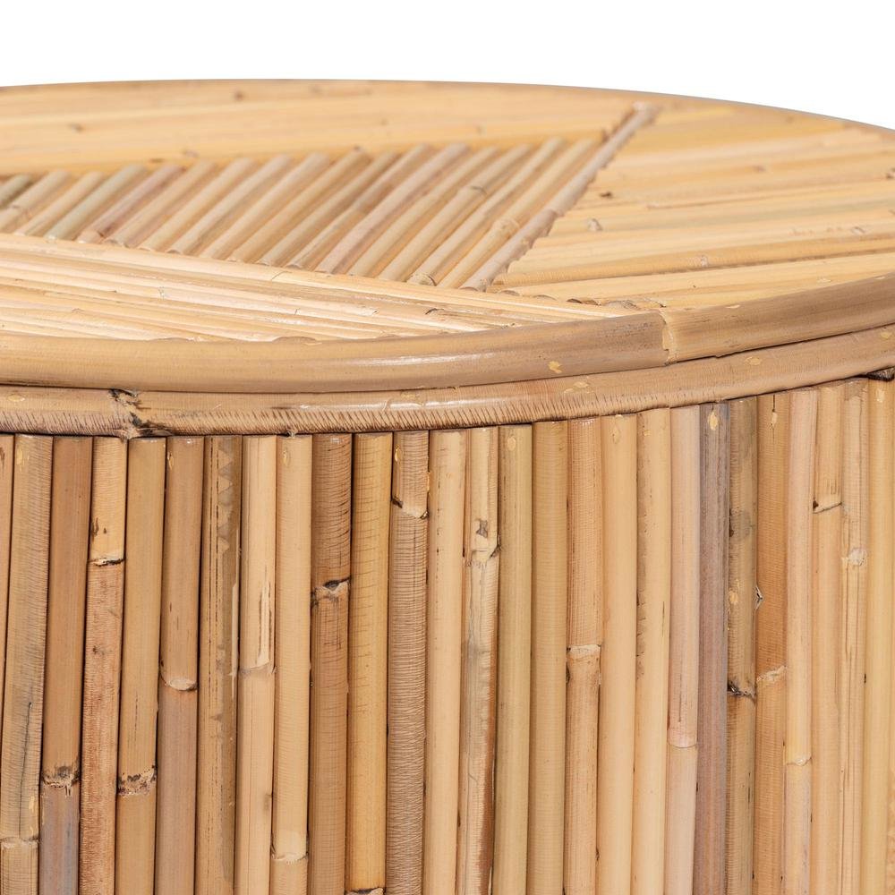 Milagra Modern Bohemian Natural Rattan End Table. Picture 3