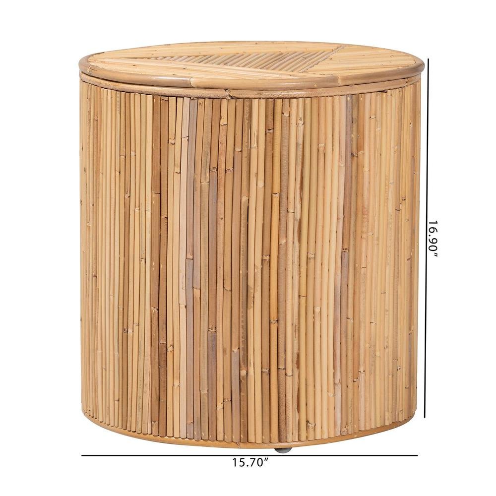 Milagra Modern Bohemian Natural Rattan End Table. Picture 2