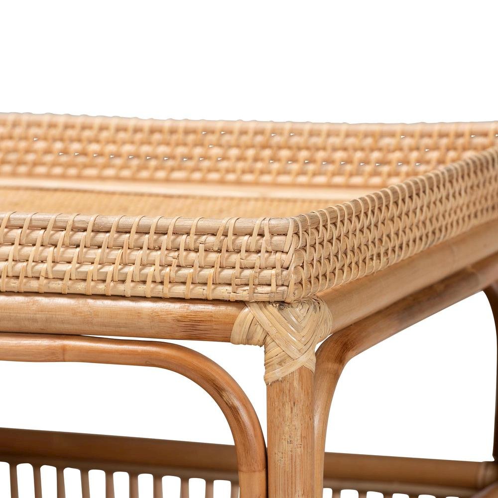 Lombok Modern Bohemian Natural Rattan Coffee Table. Picture 5