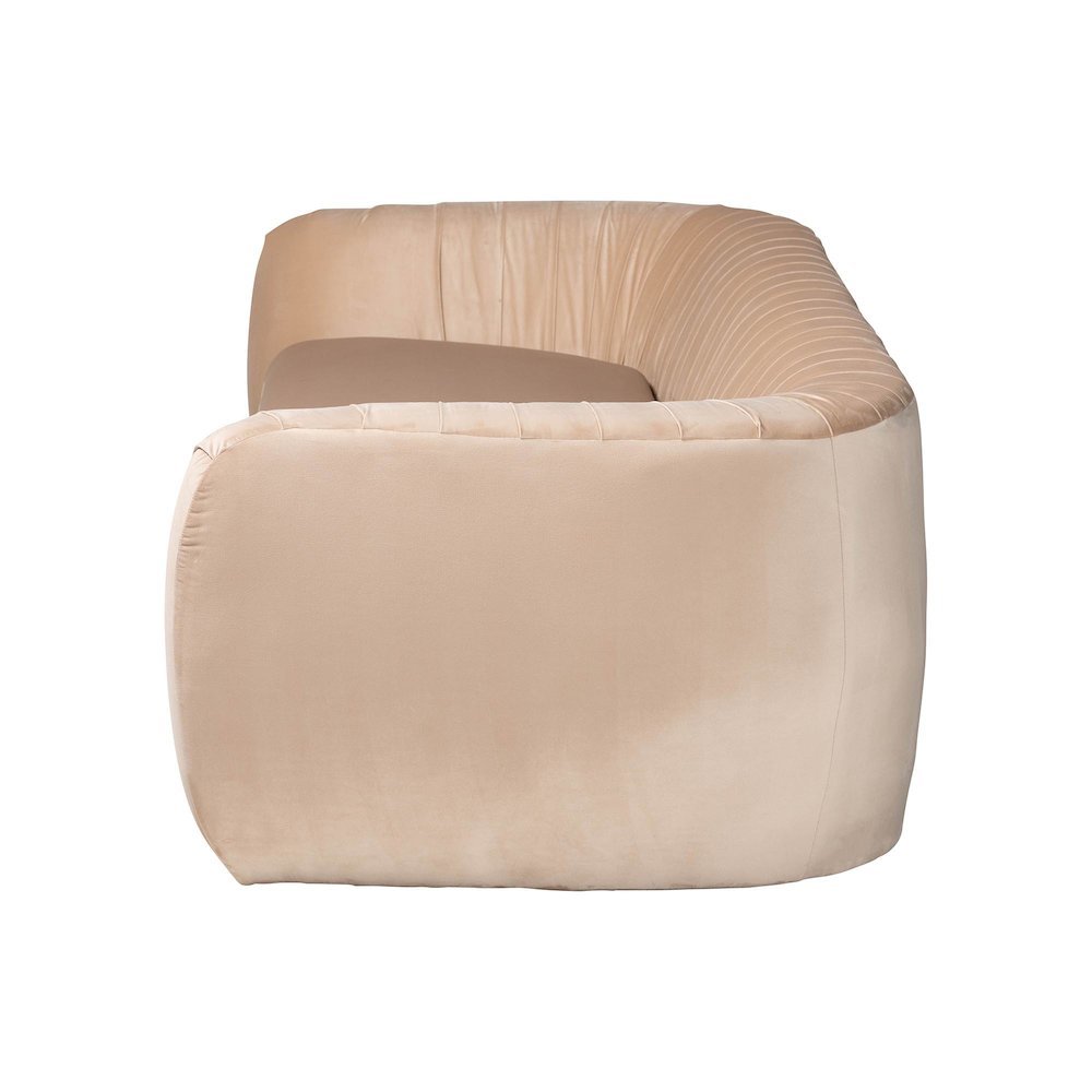 Adanna Glam and Luxe Champagne Beige Velvet Fabric Sofa. Picture 12