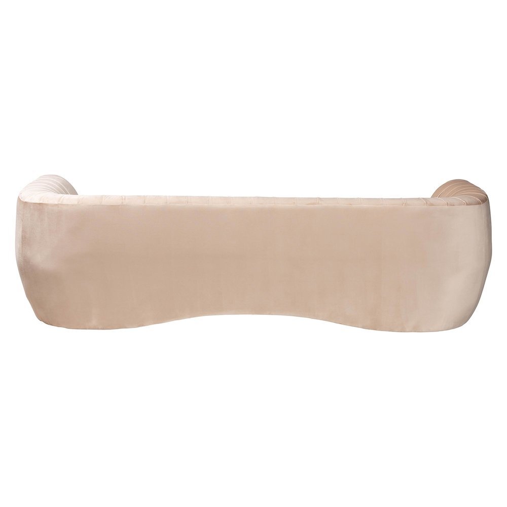 Adanna Glam and Luxe Champagne Beige Velvet Fabric Sofa. Picture 13