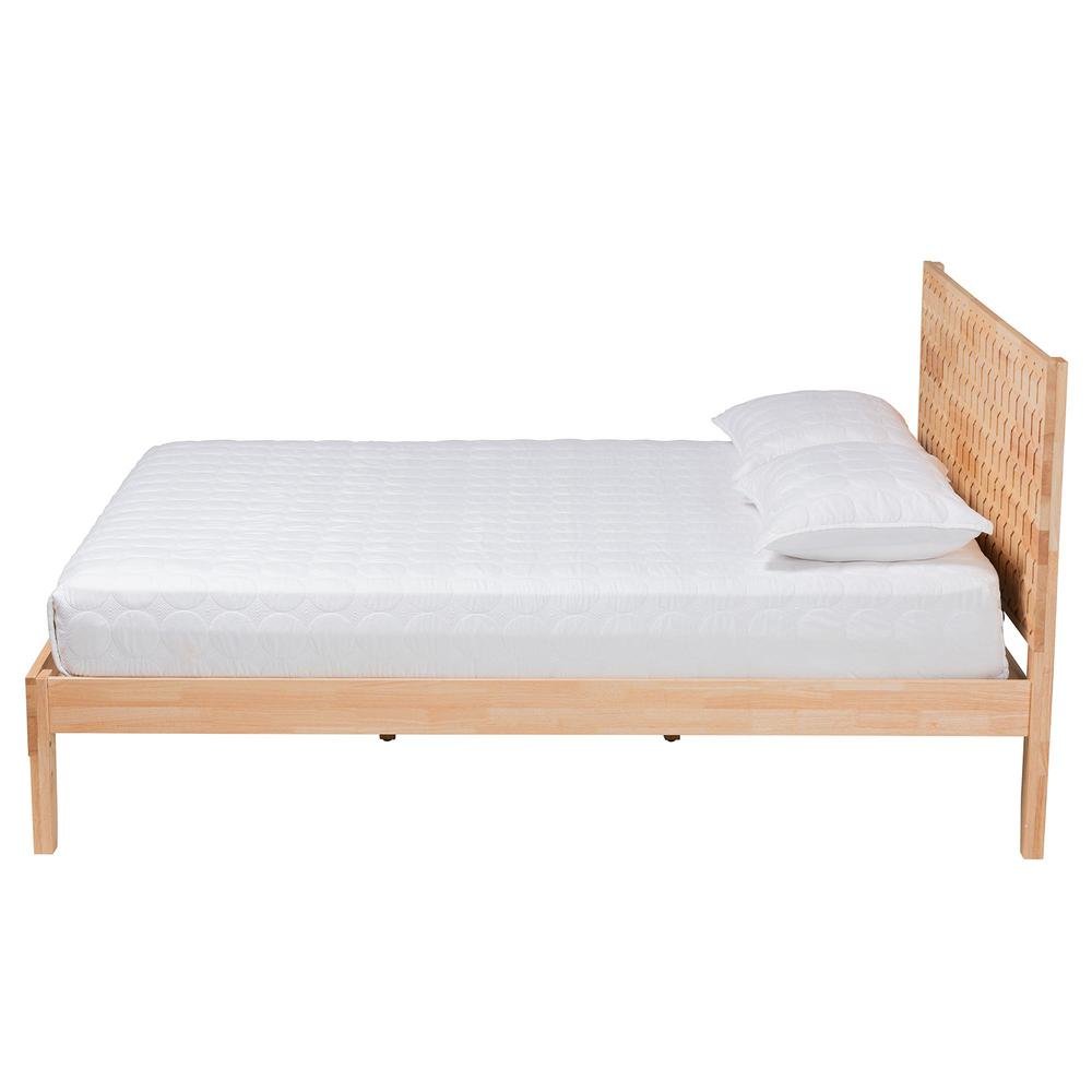 Hosea Japandi Carved Honeycomb Natural Queen Size Platform Bed. Picture 12