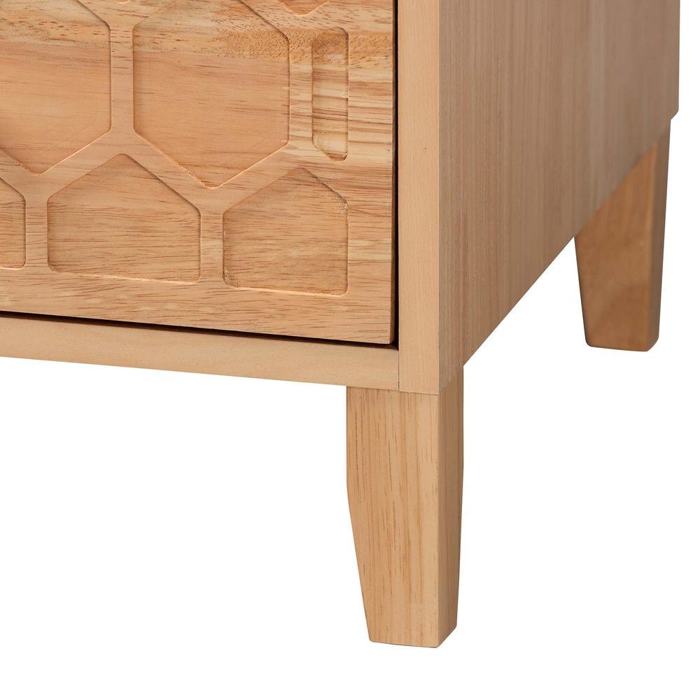 Hosea Japandi Carved Honeycomb Natural 3-Drawer Chest. Picture 16