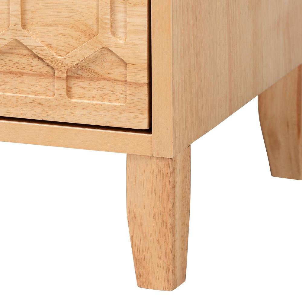 Hosea Japandi Carved Honeycomb Natural 2-Drawer Nightstand. Picture 16