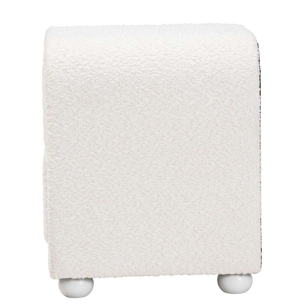 Bonilla Modern White Teddy-Bear Fabric and Rubberwood 2-Drawer Nightstand. Picture 13