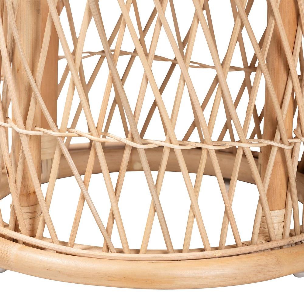Junius Bohemian Natural Rattan Ottoman Footstool. Picture 9