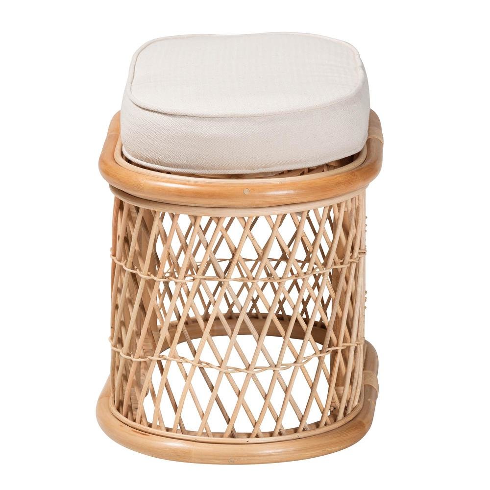 Ladonna Bohemian Natural Rattan Ottoman Footstool. Picture 12