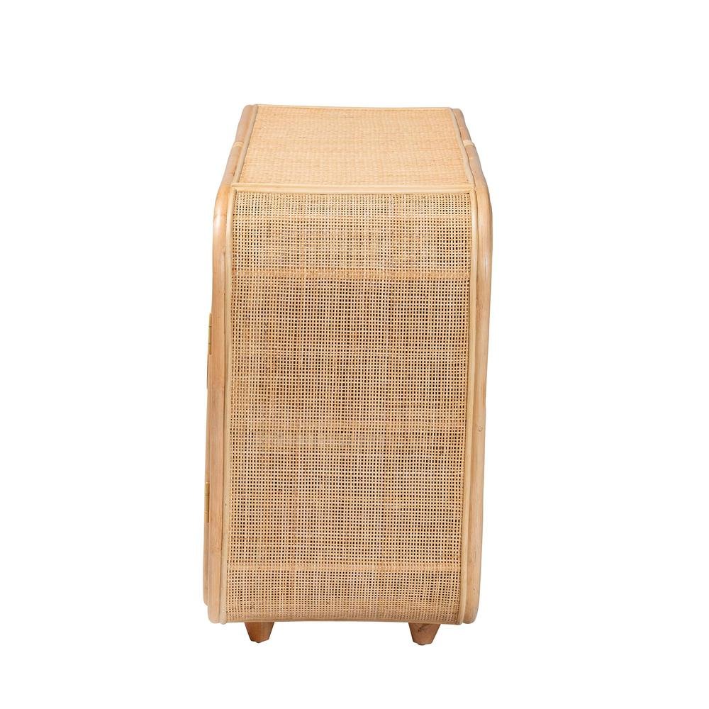 Evania Bohemian Natural Rattan 3-Door Storage Cabinet. Picture 14