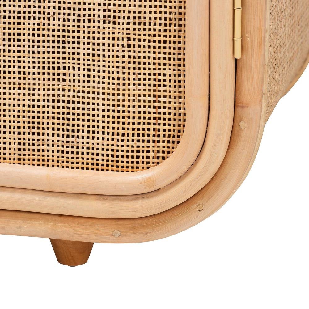 Evania Bohemian Natural Rattan 3-Door Storage Cabinet. Picture 16