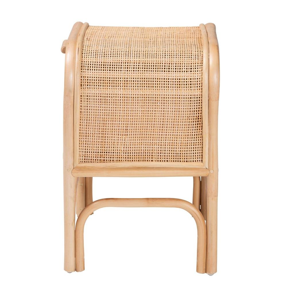 Carabella Bohemian Natural Rattan 1-Drawer Nightstand. Picture 14