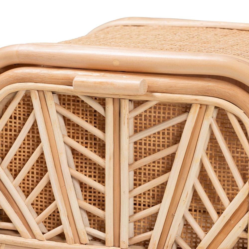Carabella Bohemian Natural Rattan 1-Drawer Nightstand. Picture 15