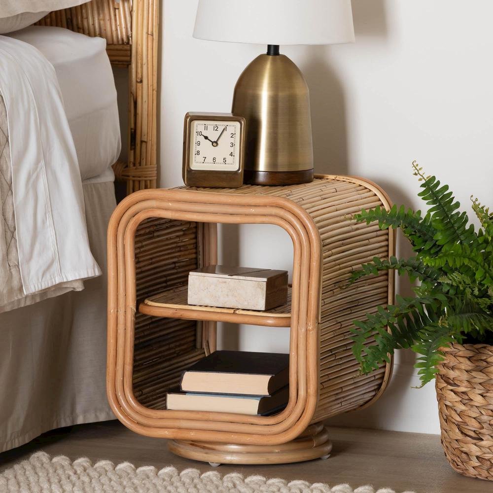 Bethari Bohemian Natural Rattan Nightstand. Picture 14