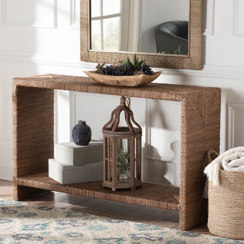 Liza Bohemian Natural Seagrass Console Table. Picture 14