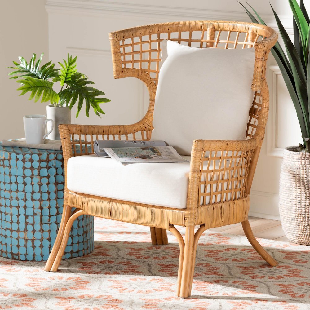 bali & pari Regina Bohemian Light Honey Rattan Arm Chair. Picture 18