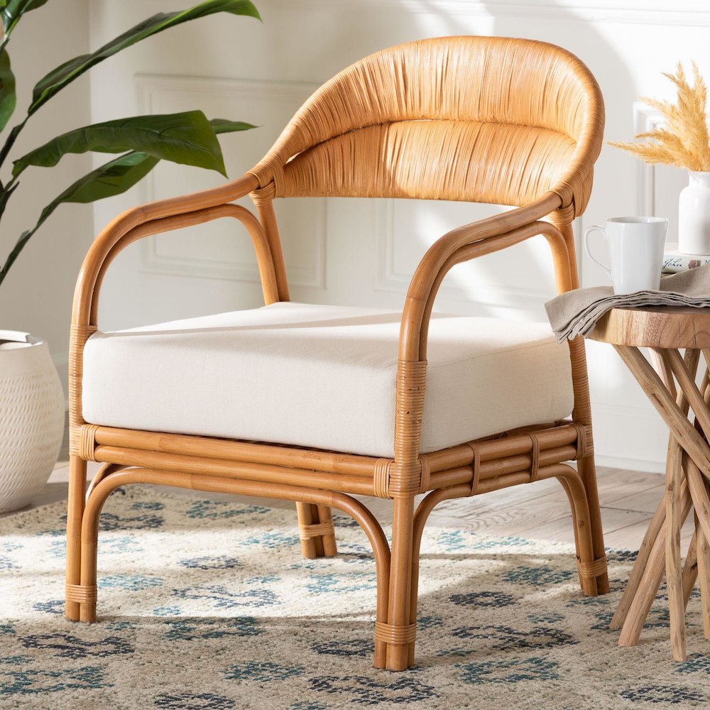 Marisa Bohemian Light Honey Rattan Arm Chair. Picture 18