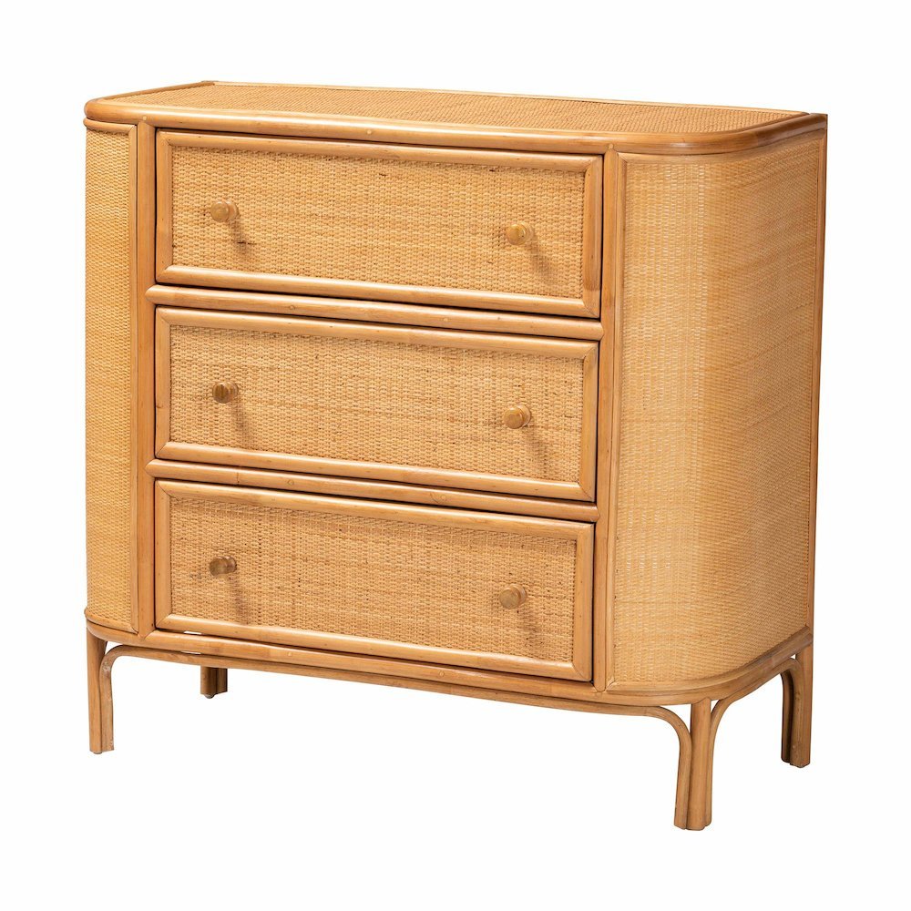 Radenza Bohemian Light Honey Rattan 3-Drawer Storage Cabinet. Picture 12