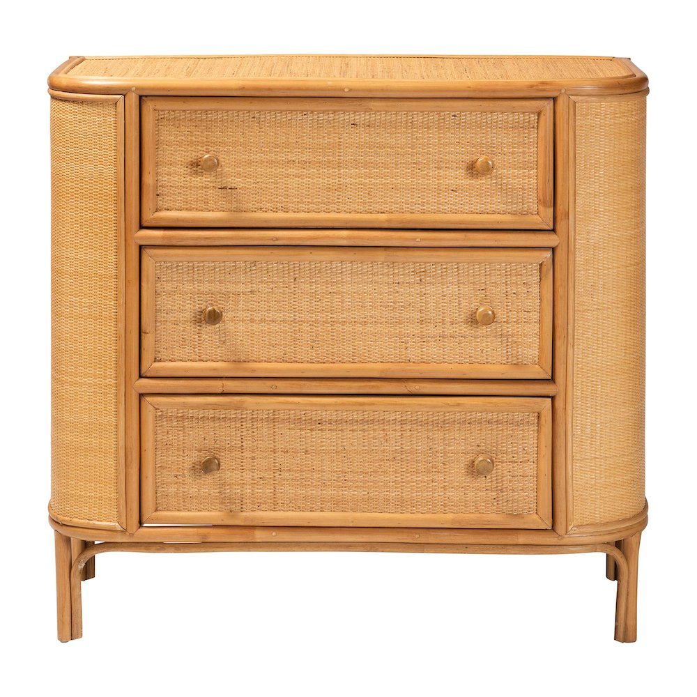 Radenza Bohemian Light Honey Rattan 3-Drawer Storage Cabinet. Picture 14