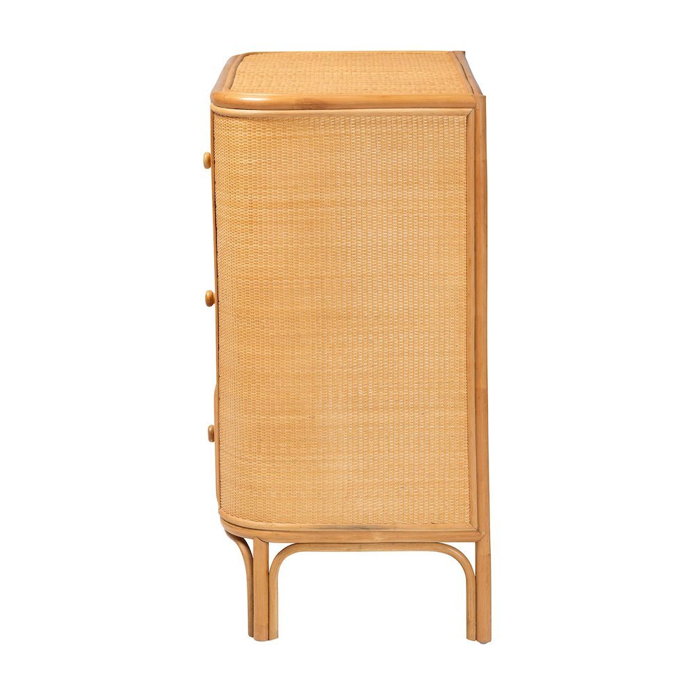 Radenza Bohemian Light Honey Rattan 3-Drawer Storage Cabinet. Picture 15