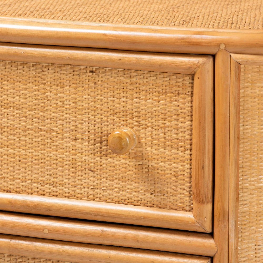 Radenza Bohemian Light Honey Rattan 3-Drawer Storage Cabinet. Picture 17