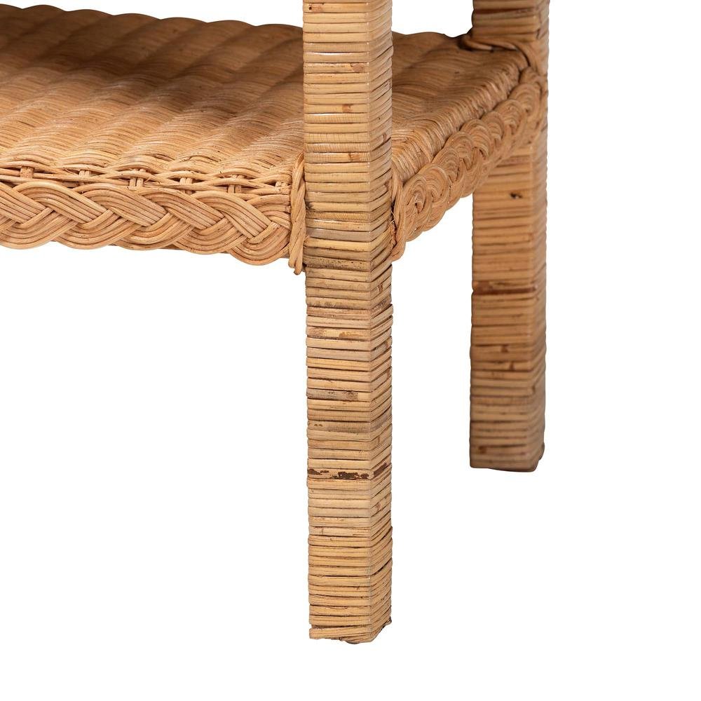 Minahasa Bohemian Light Honey Braided Rattan Side Table. Picture 13