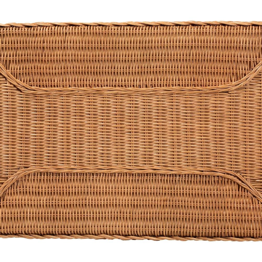 Minahasa Bohemian Light Honey Braided Rattan Side Table. Picture 14