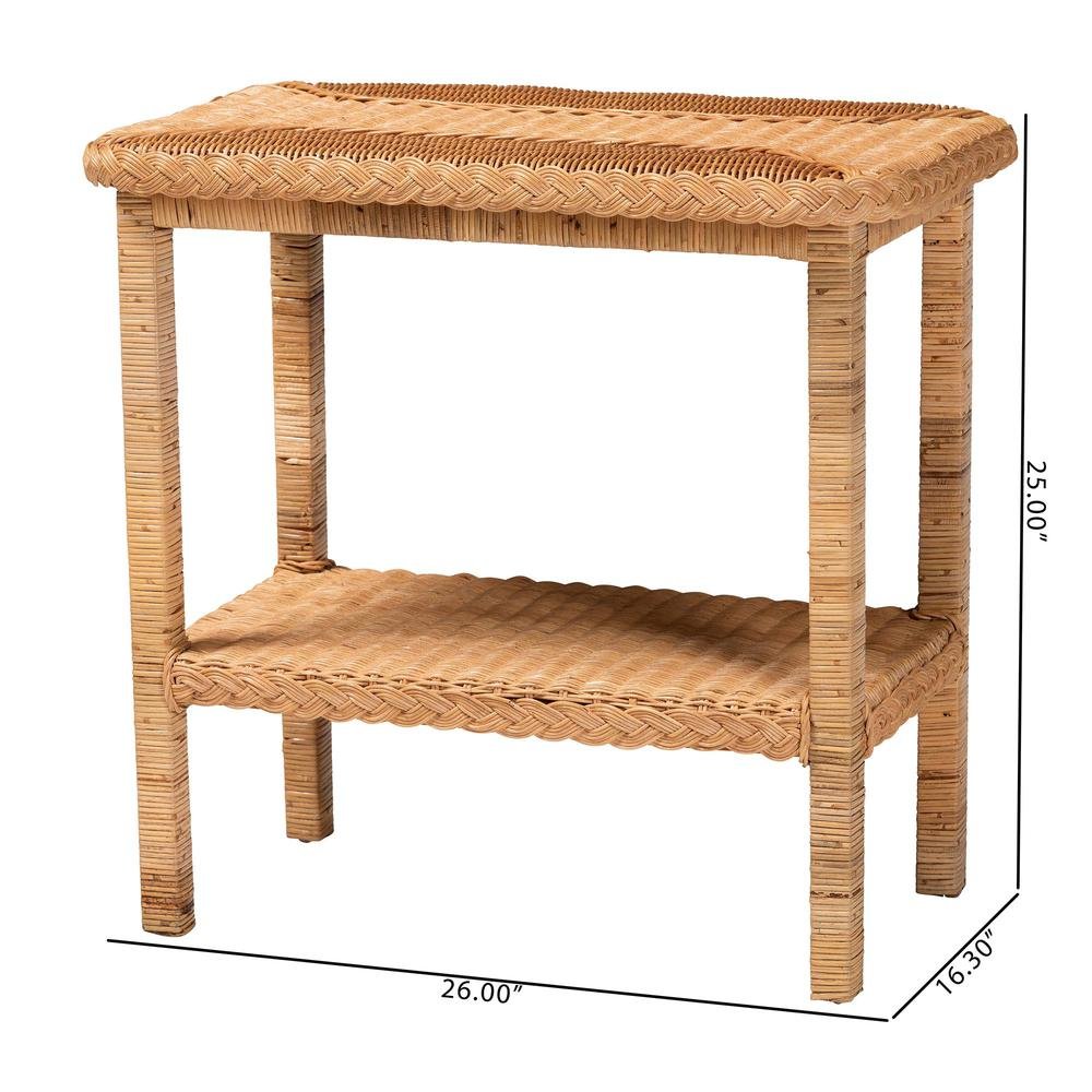 Minahasa Bohemian Light Honey Braided Rattan Side Table. Picture 18