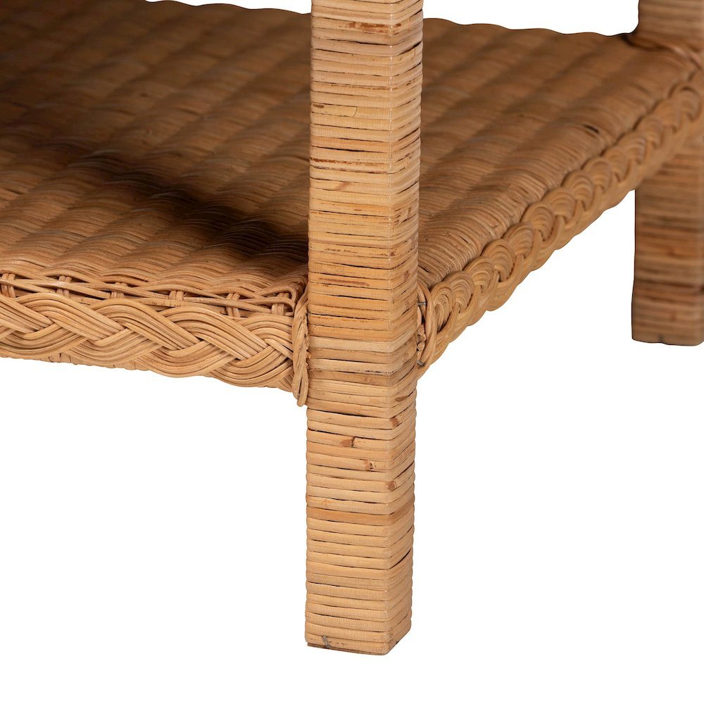 Minahasa Bohemian Light Honey Braided Rattan Coffee Table. Picture 5
