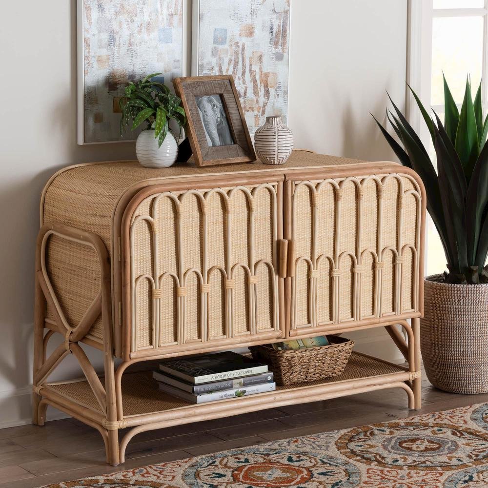 Gitano Bohemian Natural Rattan 2-Door Storage Cabinet. Picture 18