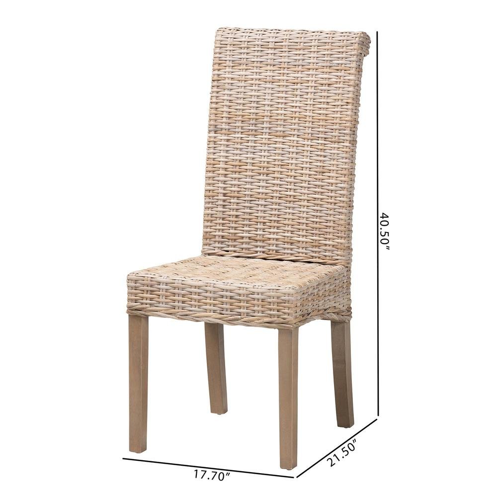 Santiago Bohemian Grey Natural Kubu Rattan and Mango Wood Dining Chair. Picture 20