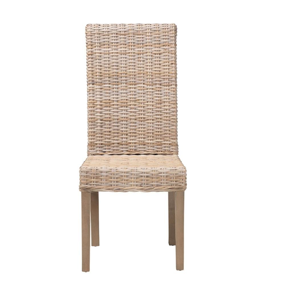 Santiago Bohemian Grey Natural Kubu Rattan and Mango Wood Dining Chair. Picture 12