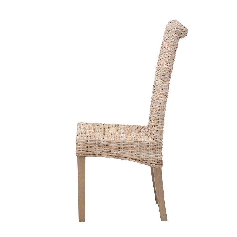 Santiago Bohemian Grey Natural Kubu Rattan and Mango Wood Dining Chair. Picture 13