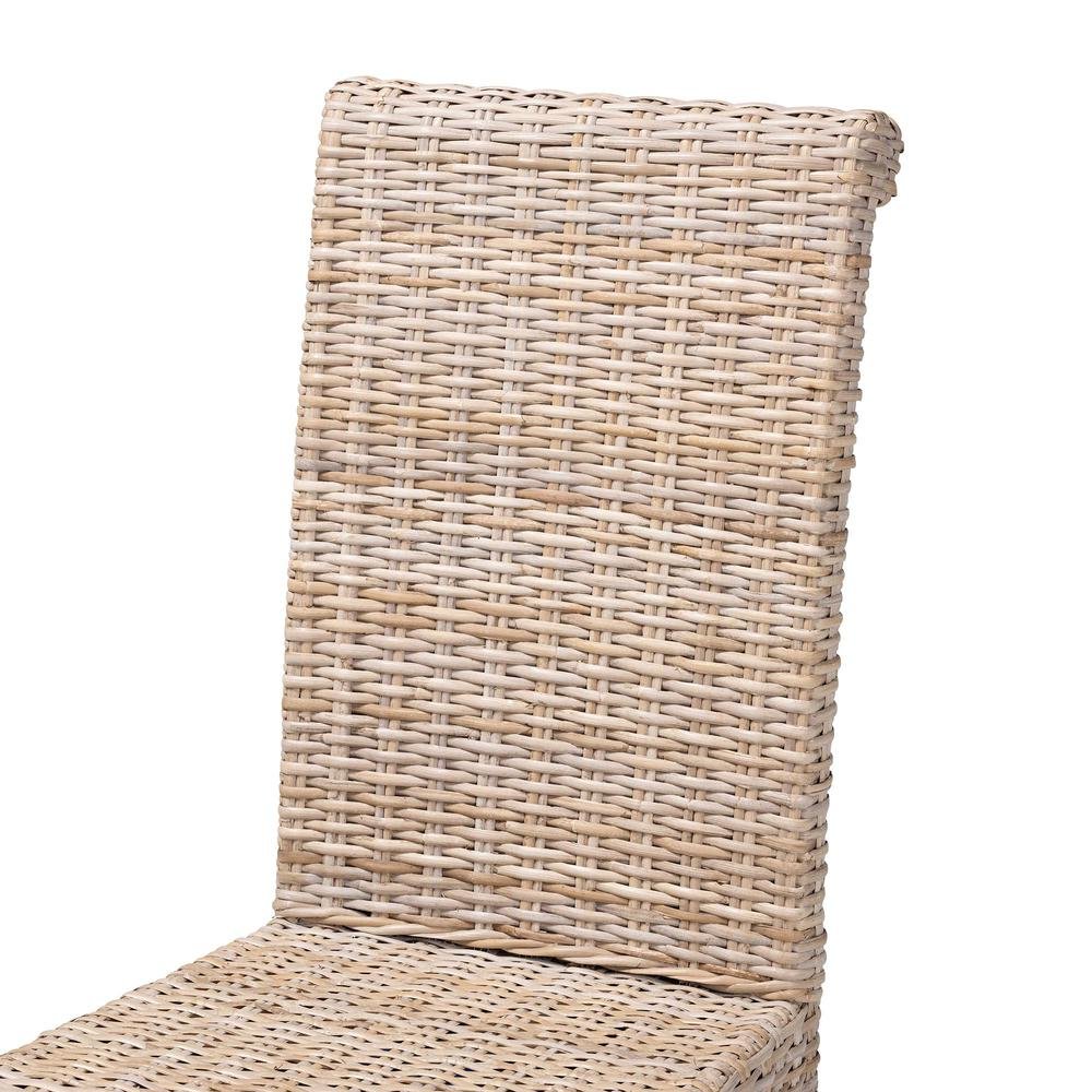 Santiago Bohemian Grey Natural Kubu Rattan and Mango Wood Dining Chair. Picture 15