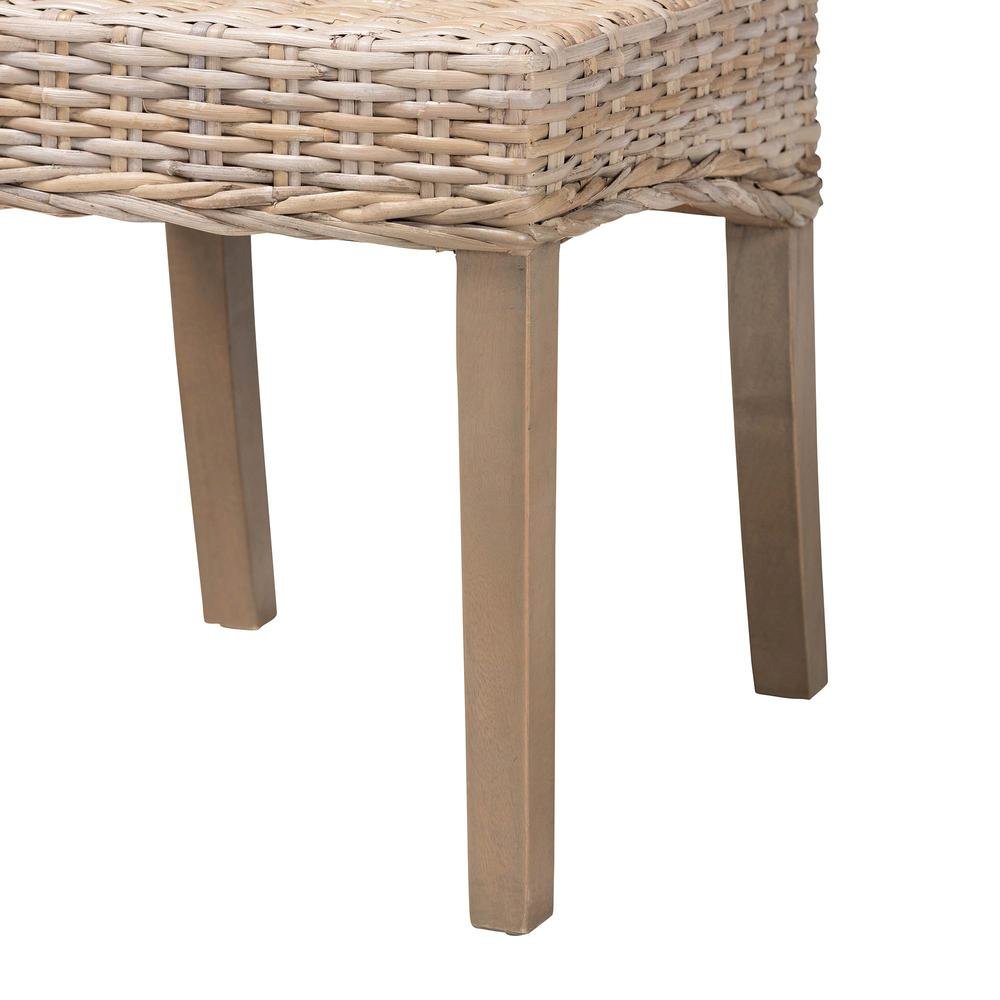 Santiago Bohemian Grey Natural Kubu Rattan and Mango Wood Dining Chair. Picture 16