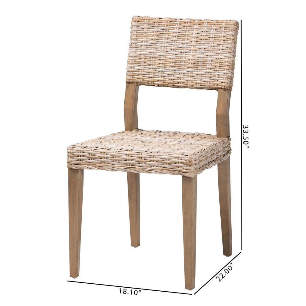 Barossa Bohemian Grey Kubu Rattan and Mahogany Wood Dining Chair. Picture 20