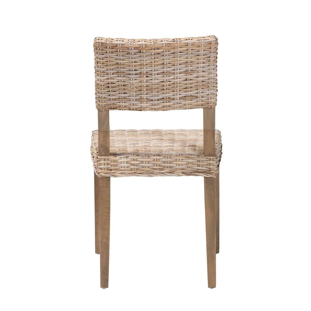 Barossa Bohemian Grey Kubu Rattan and Mahogany Wood Dining Chair. Picture 14