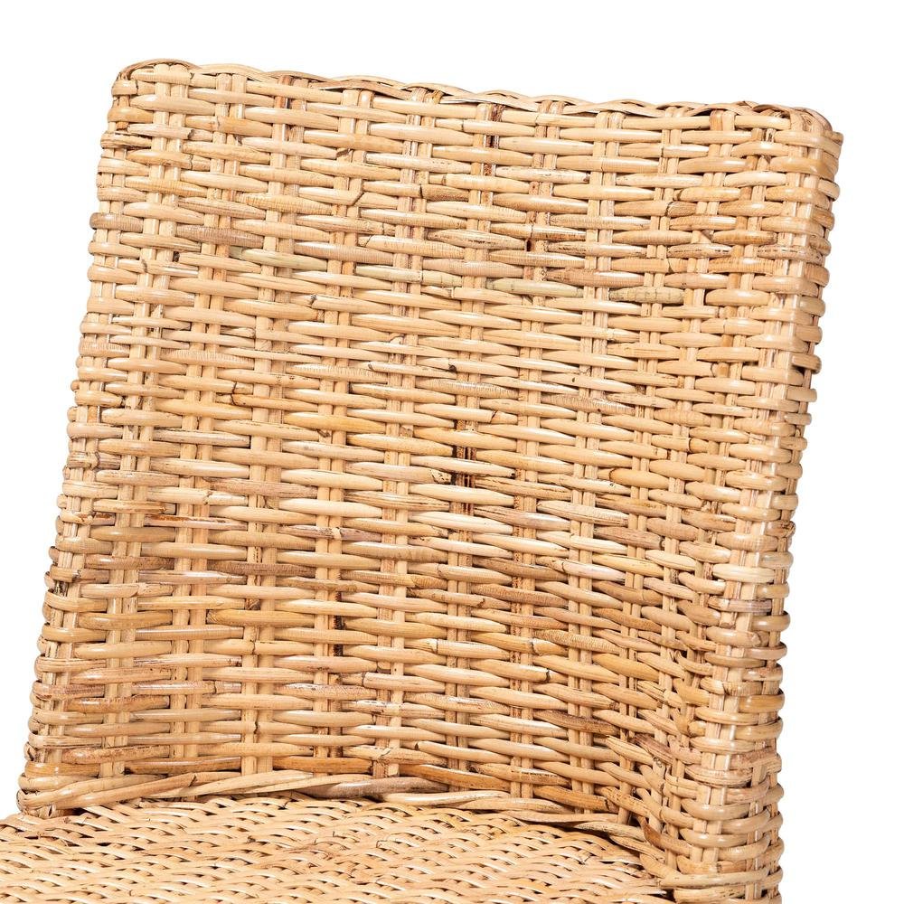 Rowen Bohemian Light Honey Kubu Rattan and Mahogany Wood Dining Chair. Picture 15