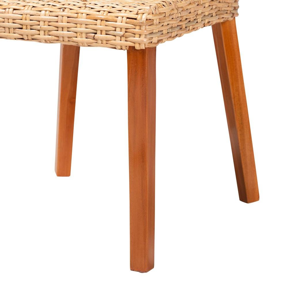 Rowen Bohemian Light Honey Kubu Rattan and Mahogany Wood Dining Chair. Picture 16
