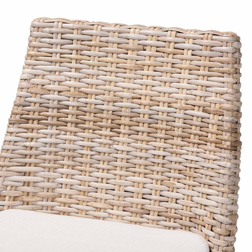 Bohemian Grey Kubu Rattan and Rustic Taupe Finished Mahogany Wood Counter Stool. Picture 15