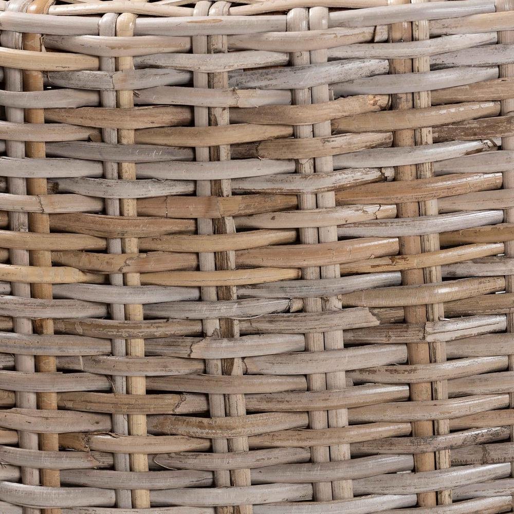 Enver Modern Bohemian Grey Kubu Rattan and Mahogany Wood Counter Stool. Picture 17