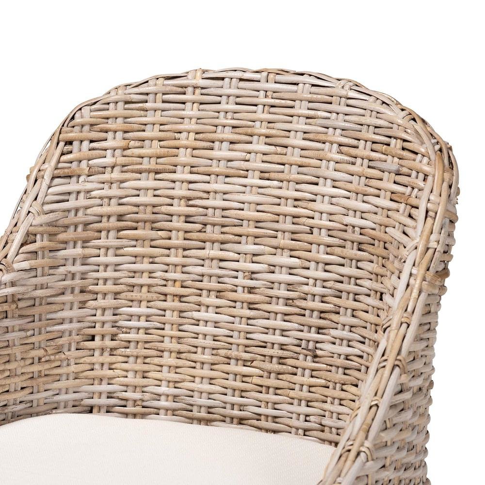 Lara Bohemian Grey Kubu Rattan and Mahogany Wood Dining Chair. Picture 15