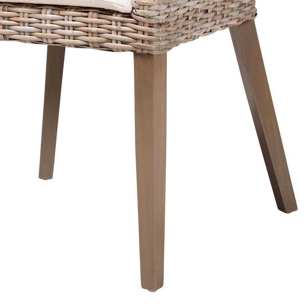 Lara Bohemian Grey Kubu Rattan and Mahogany Wood Dining Chair. Picture 16