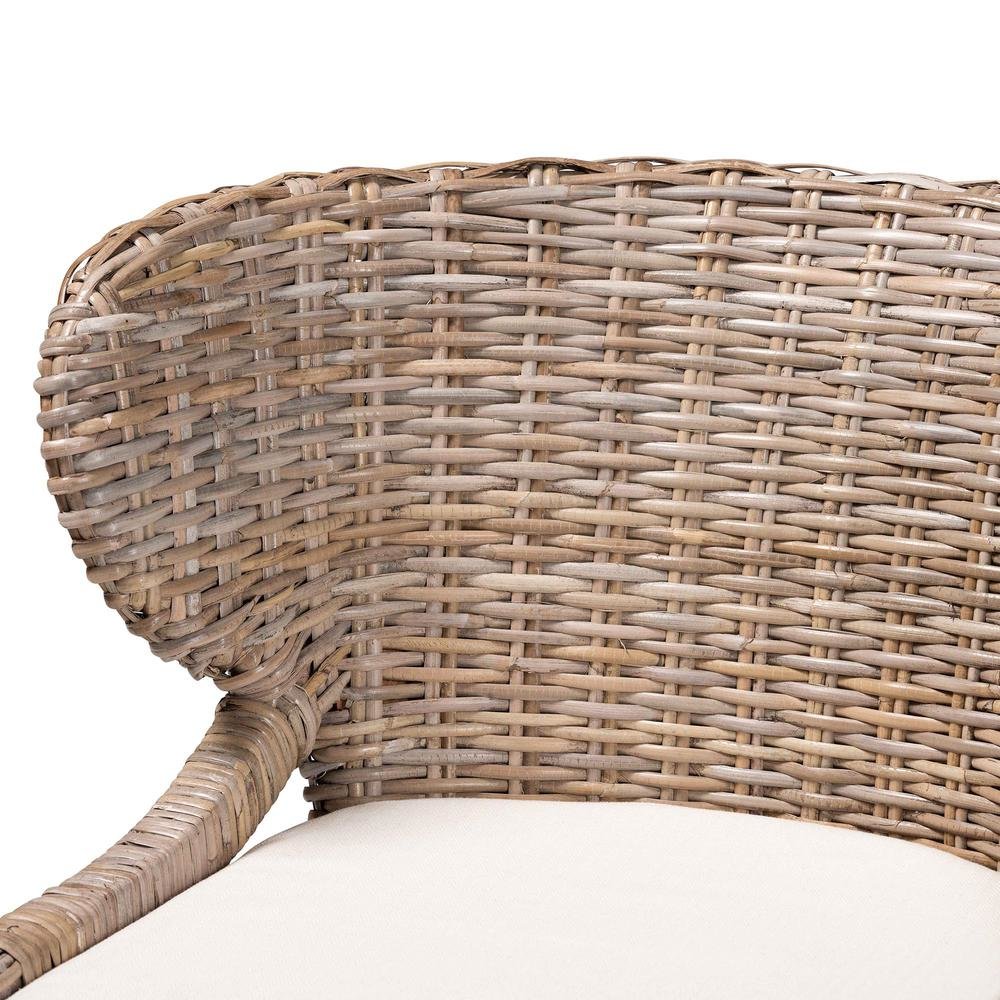 Niesha Bohemian Grey Natural Kubu Rattan and Mahogany Wood Dining Chair. Picture 15