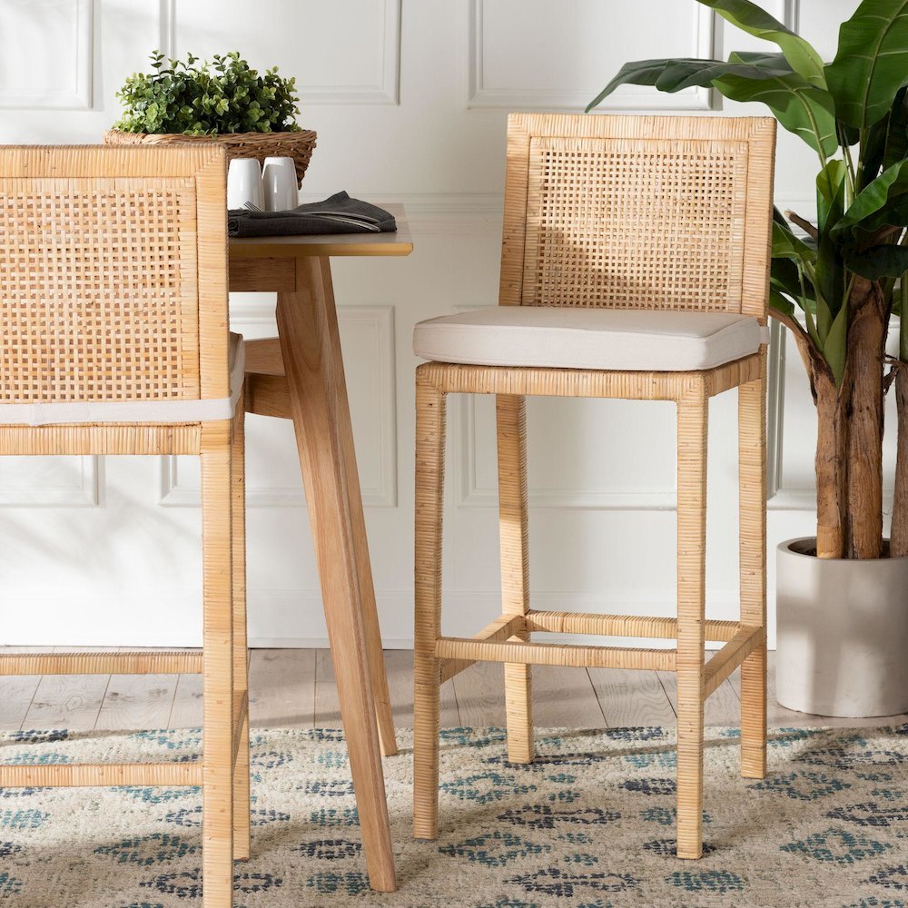 Sofia Bohemian Natural Rattan Bar Stool. Picture 18