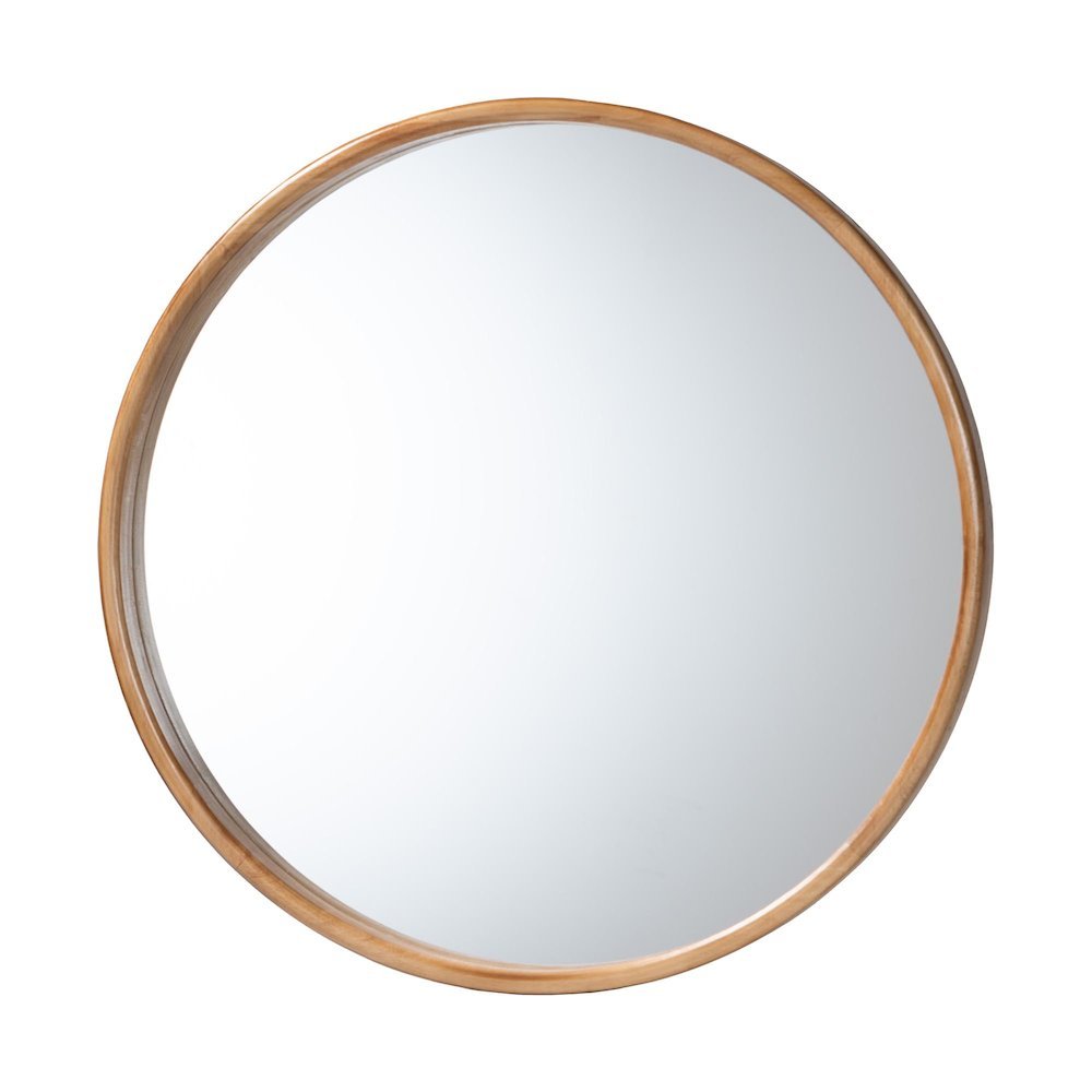 Tazara Japandi Natural Round Accent Wall Mirror. Picture 5