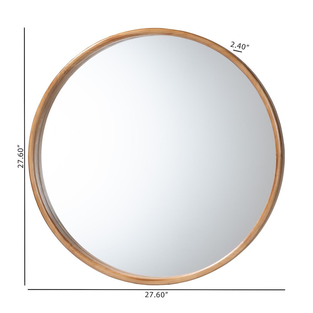 Tazara Japandi Natural Round Accent Wall Mirror. Picture 8