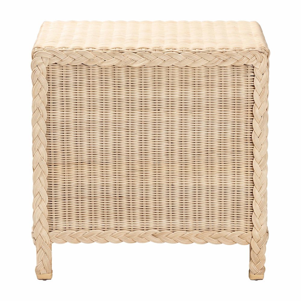 Lanica Japandi Sun Bleached Rattan 3-Drawer Nightstand. Picture 16